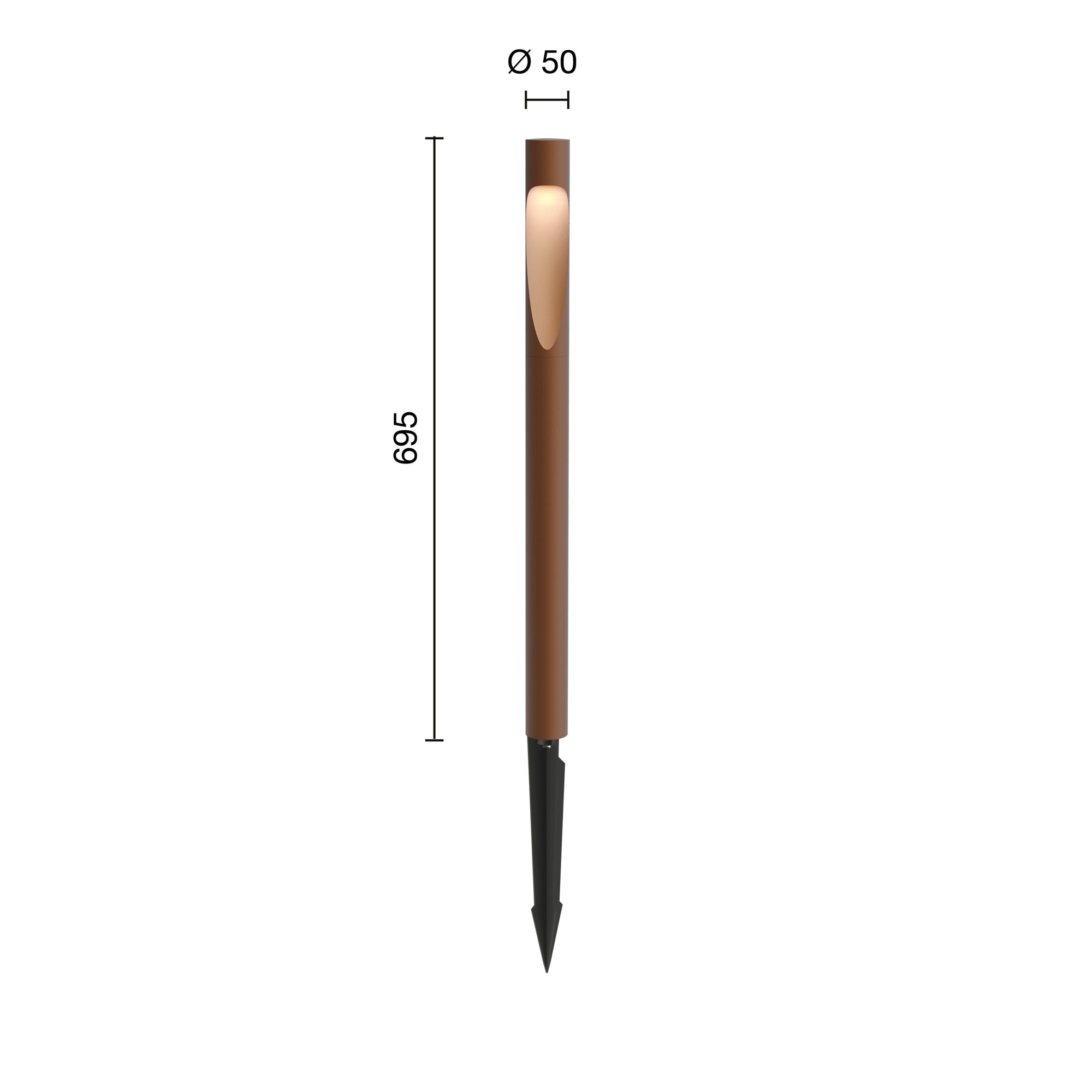 Flindt Garden Pullert Corten Høj M/Spyd og U/Adapter LED 3000K