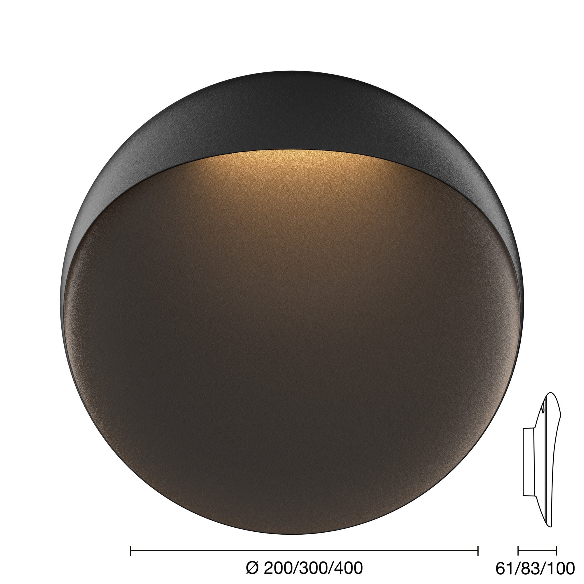 Flindt Væg Sort Ø400 LED 3000K 20W