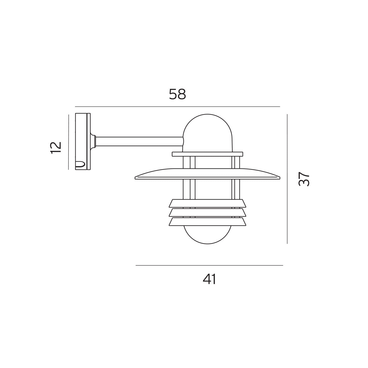 Norlys Helsinki aluminium, E27 IP54 77W - Udendørslampe