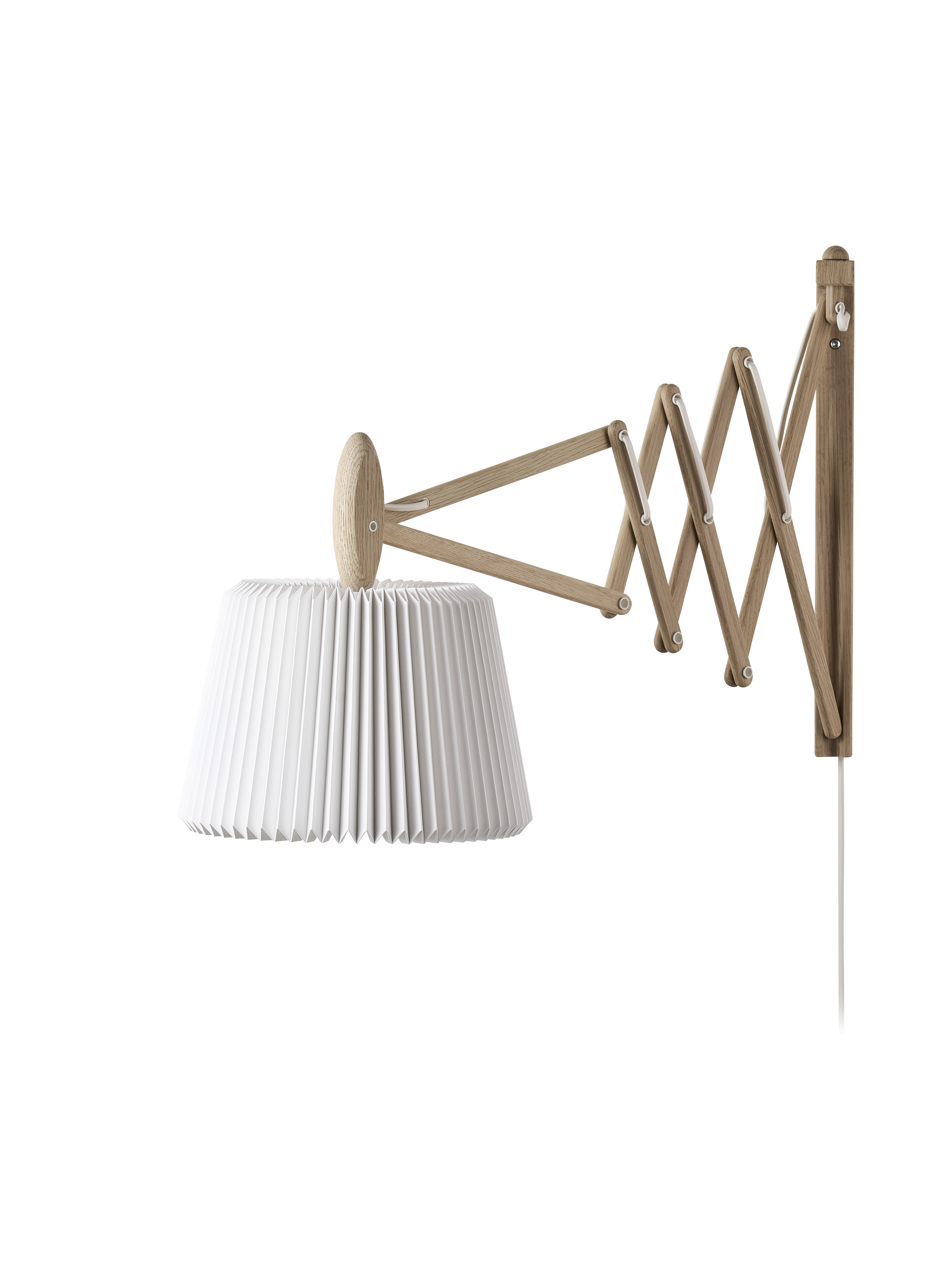 LE KLINT 233-120 Sax Væglampe i Lys Eg m. Papirskærm slukket fra siden