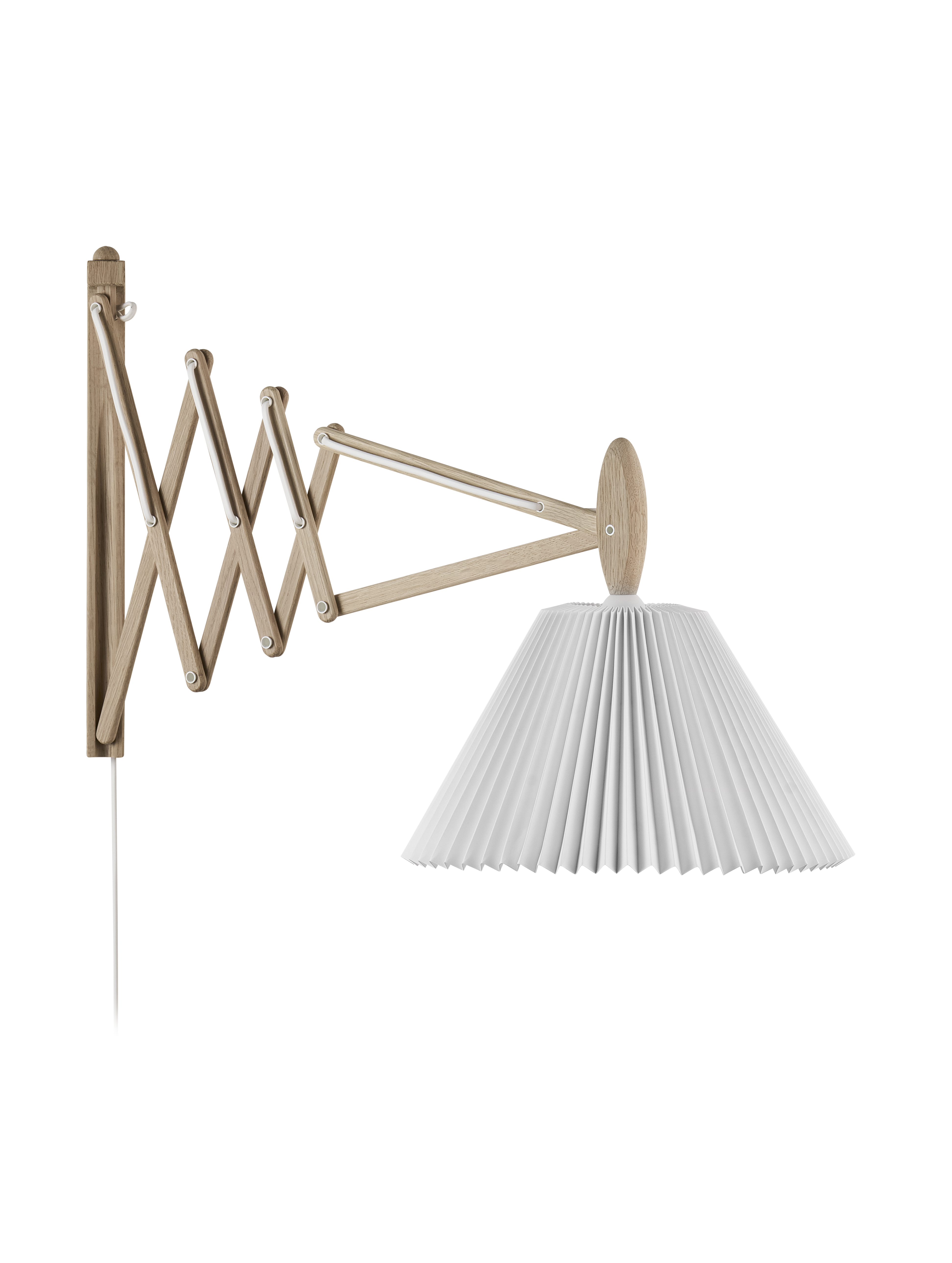 LE KLINT 233 Sax Væglampe i Lys Eg m. Papirskærm slukket fra siden