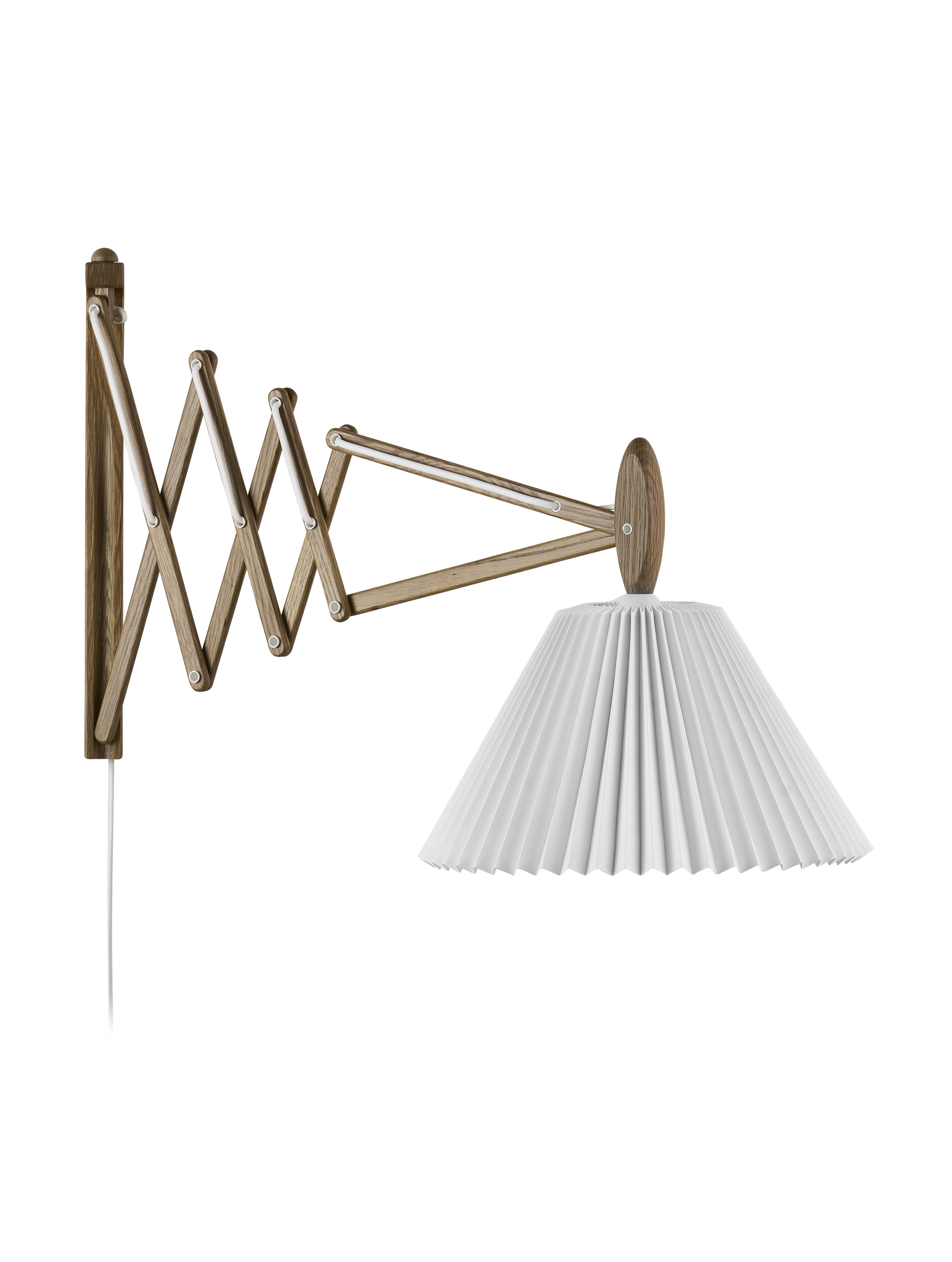 LE KLINT 233 Sax Væglampe i Røget Eg m. Papirskærm slukket fra siden