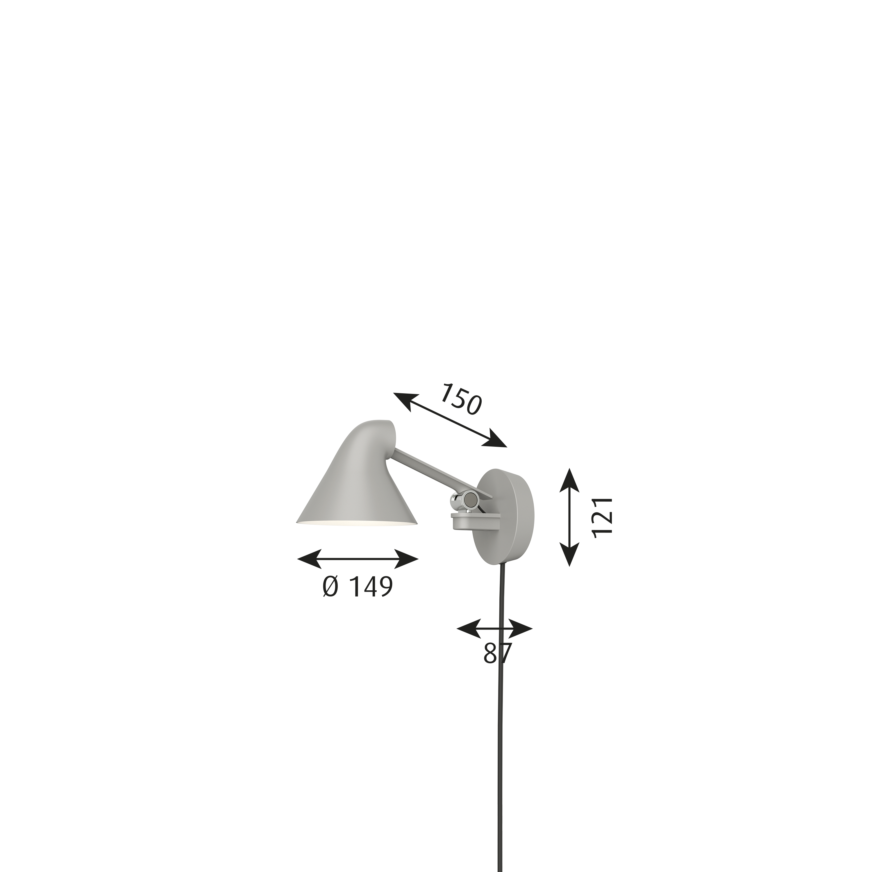 NJP mål på Louis Poulsen væglampe