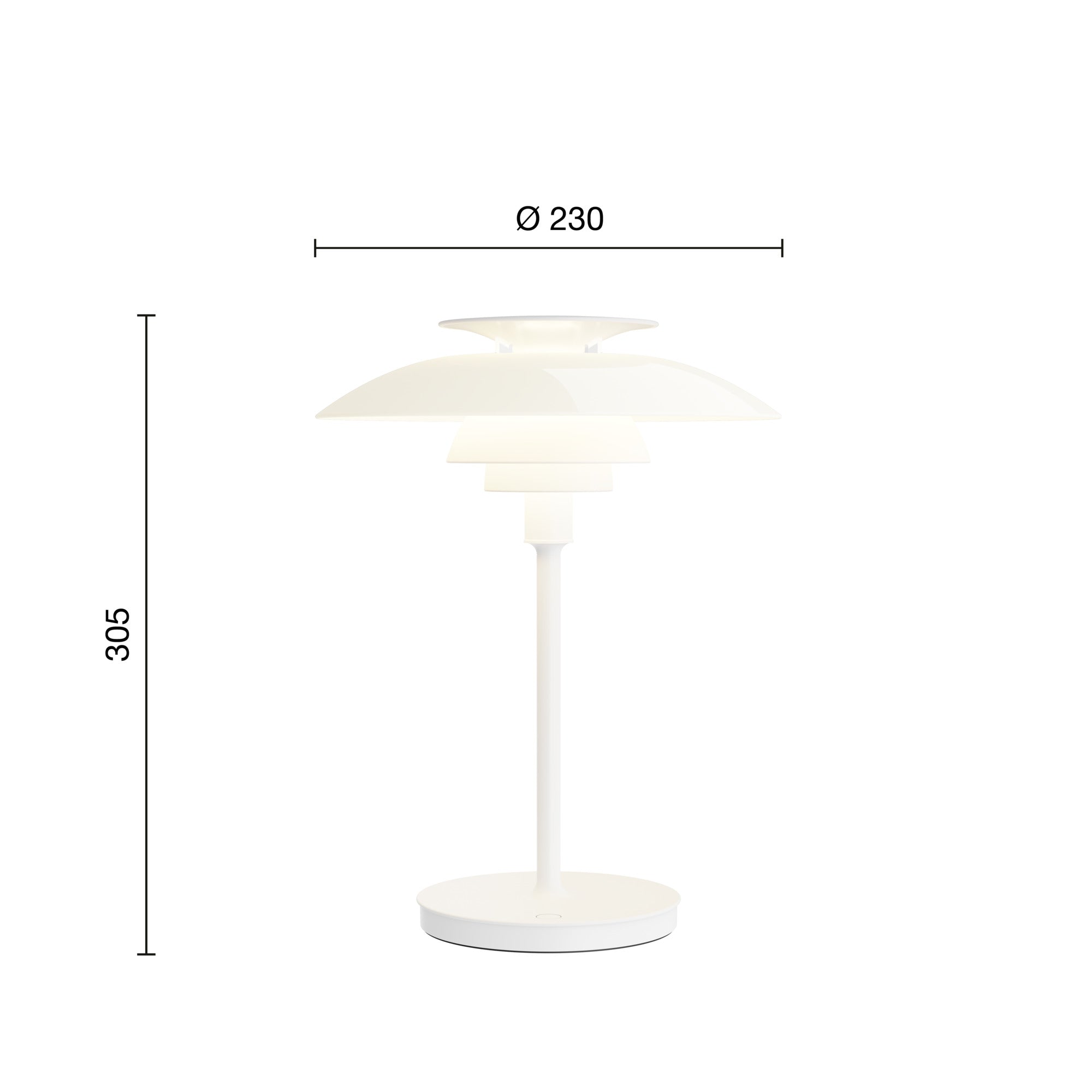 Mål på PH 80 LED Portable opal/hvid