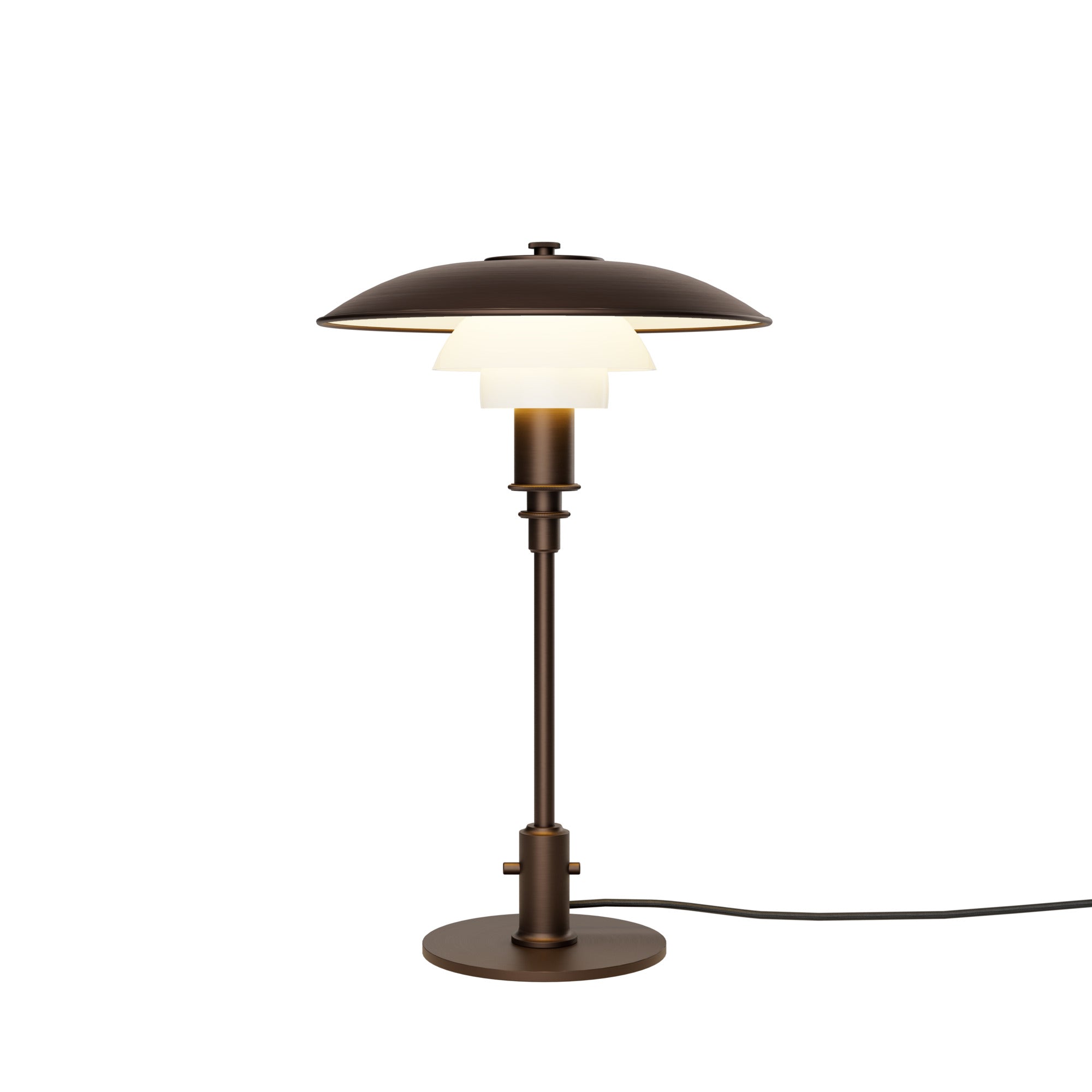 Louis Poulsen PH lampe 3/2 Bordlampe Bruneret Messing/Opalglas