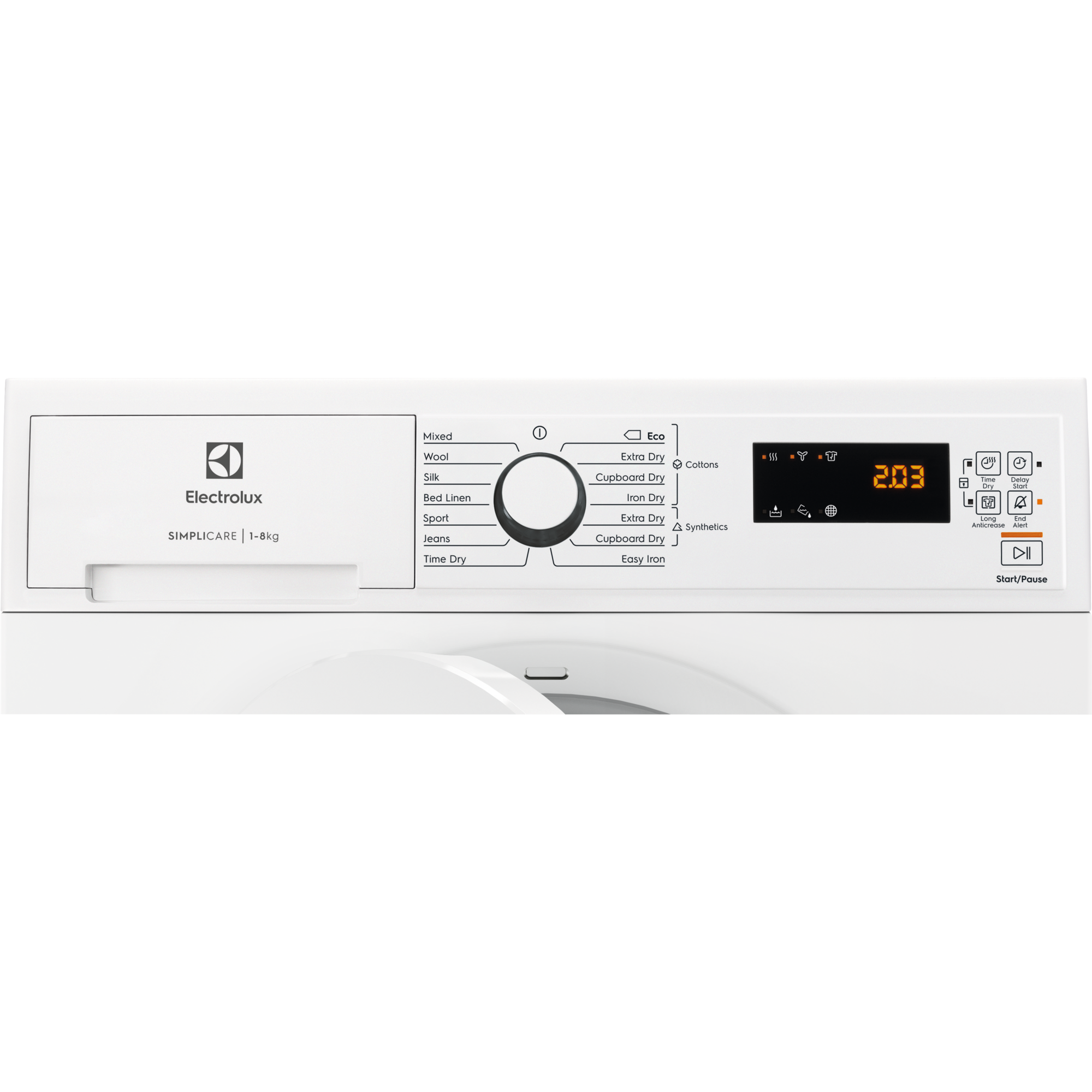 Electrolux EW2H328R4 Kondenstørretumbler kontrolpanel