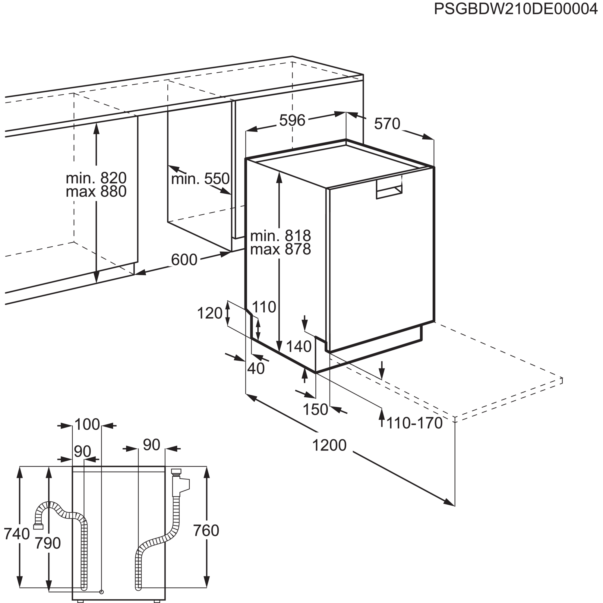 AEG FBB93807PW Opvaskemaskine til indbygning