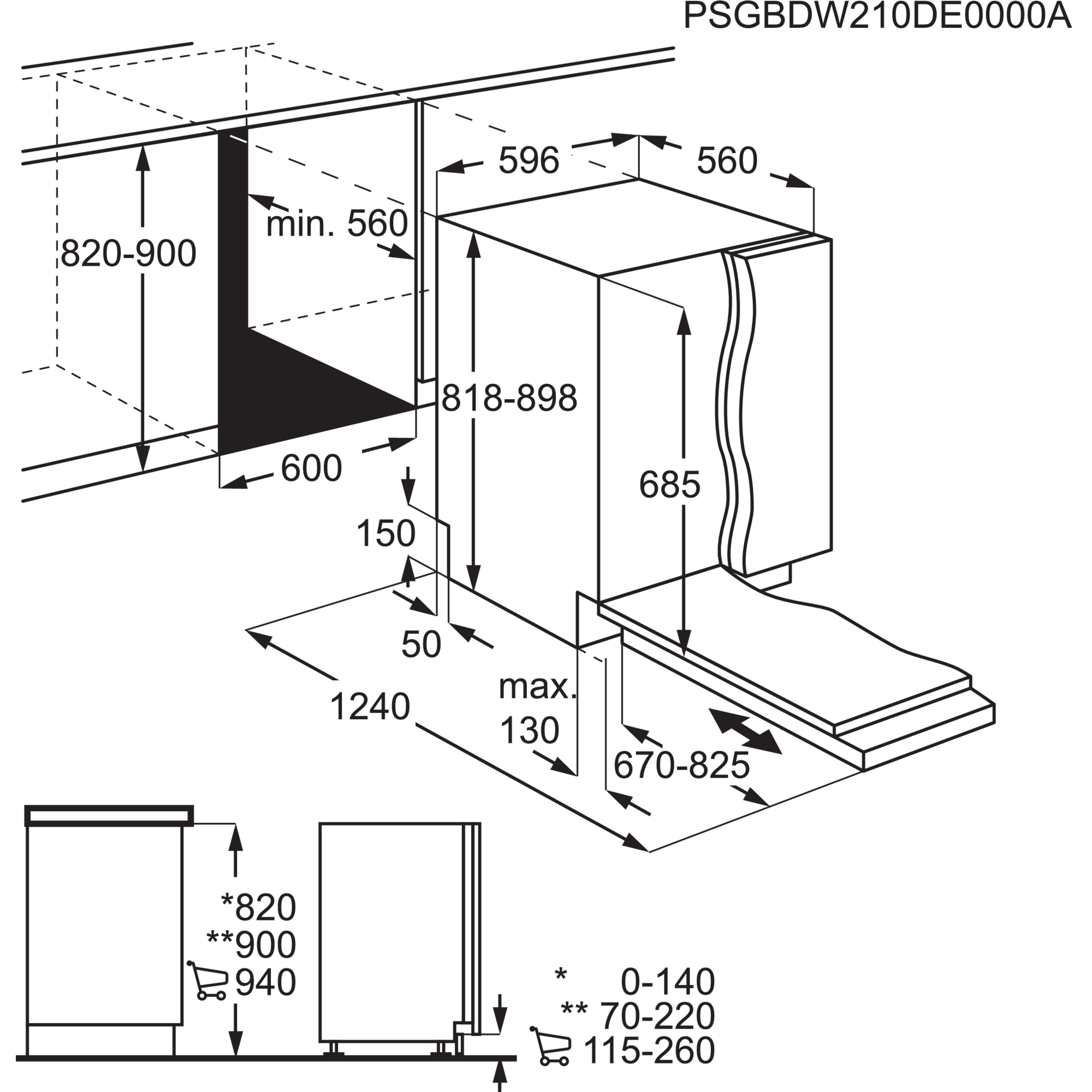 Electrolux EEC87400W Opvaskemaskine til integrering