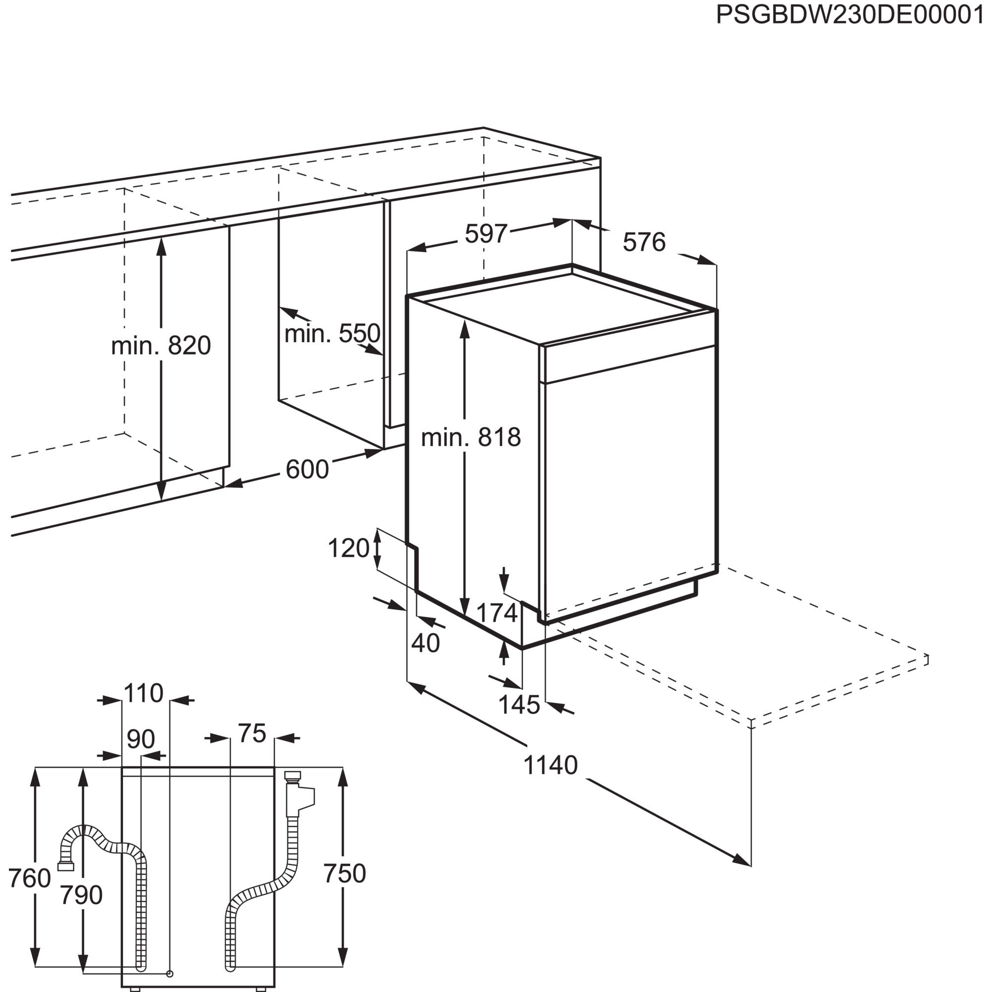 AEG FBB32607ZM Opvaskemaskine til indbygning