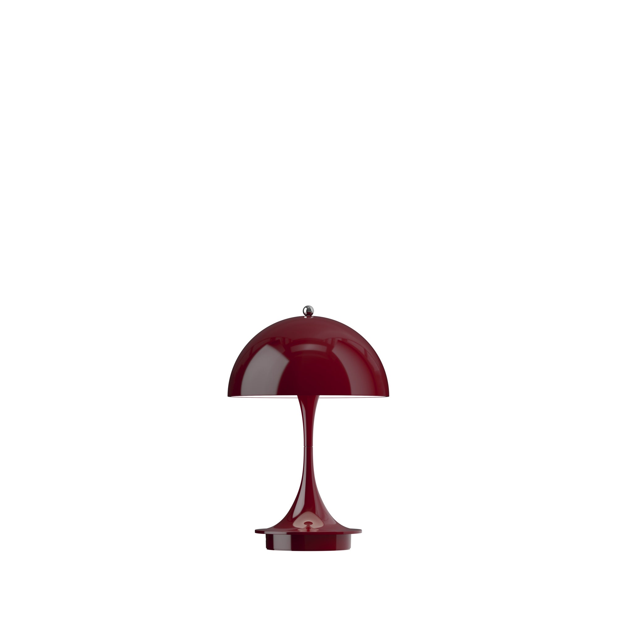 Louis Poulsen Panthella 160 Portable V3 LED Opaque Burgundy i tændt tilstand