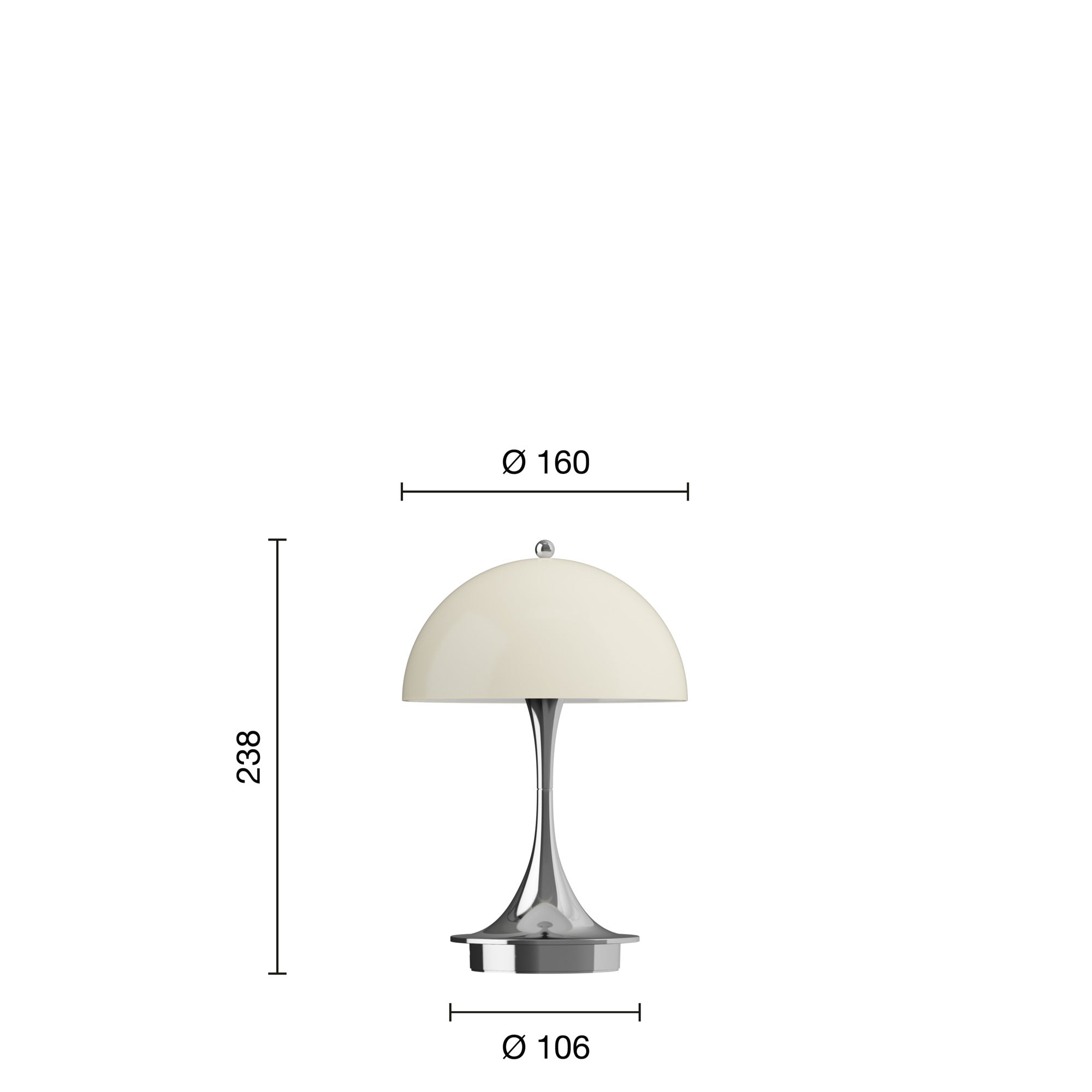 Mål på Panthella 160 Portable V3 LED Beige/Krom