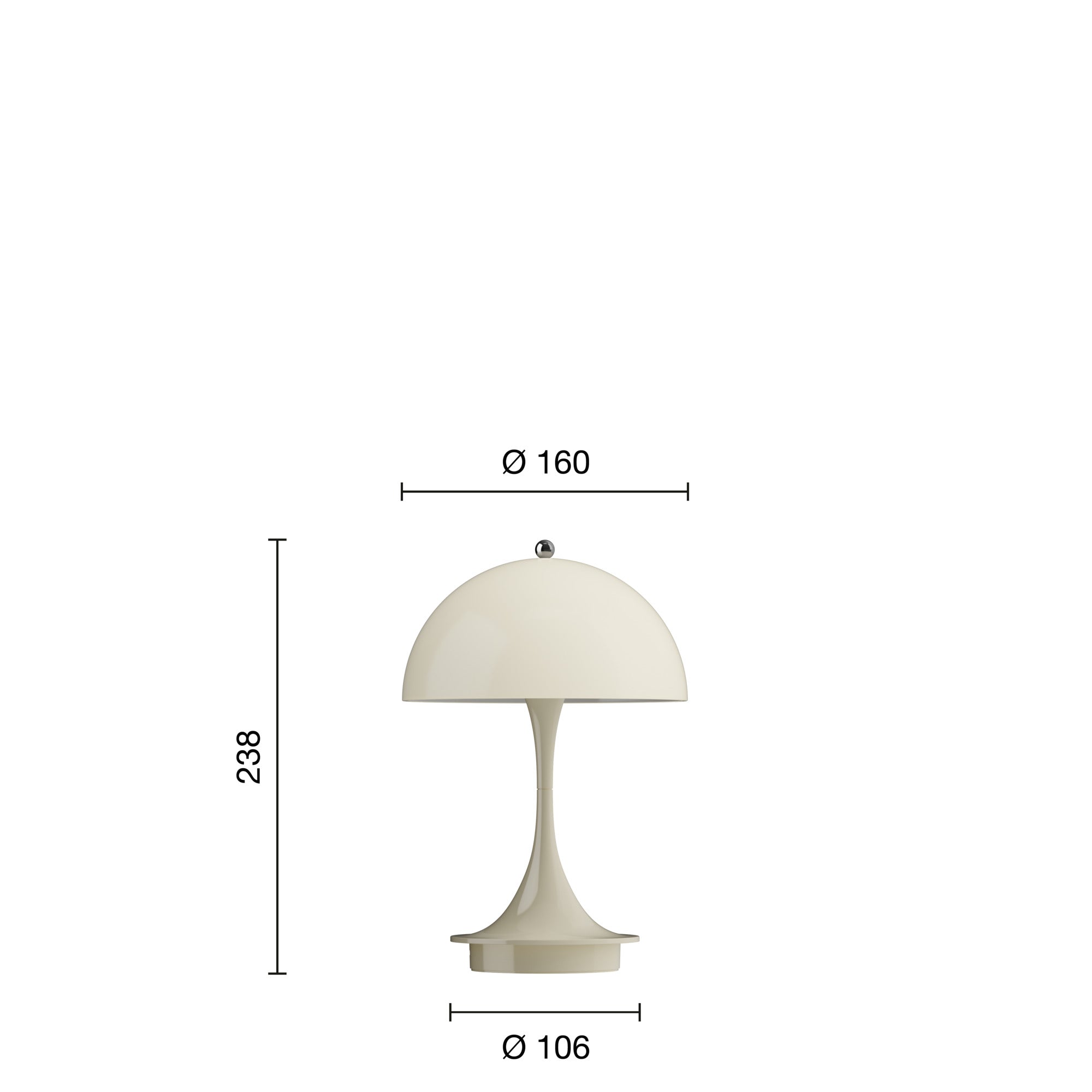 Mål på Panthella 160 Portable V3 LED Beige