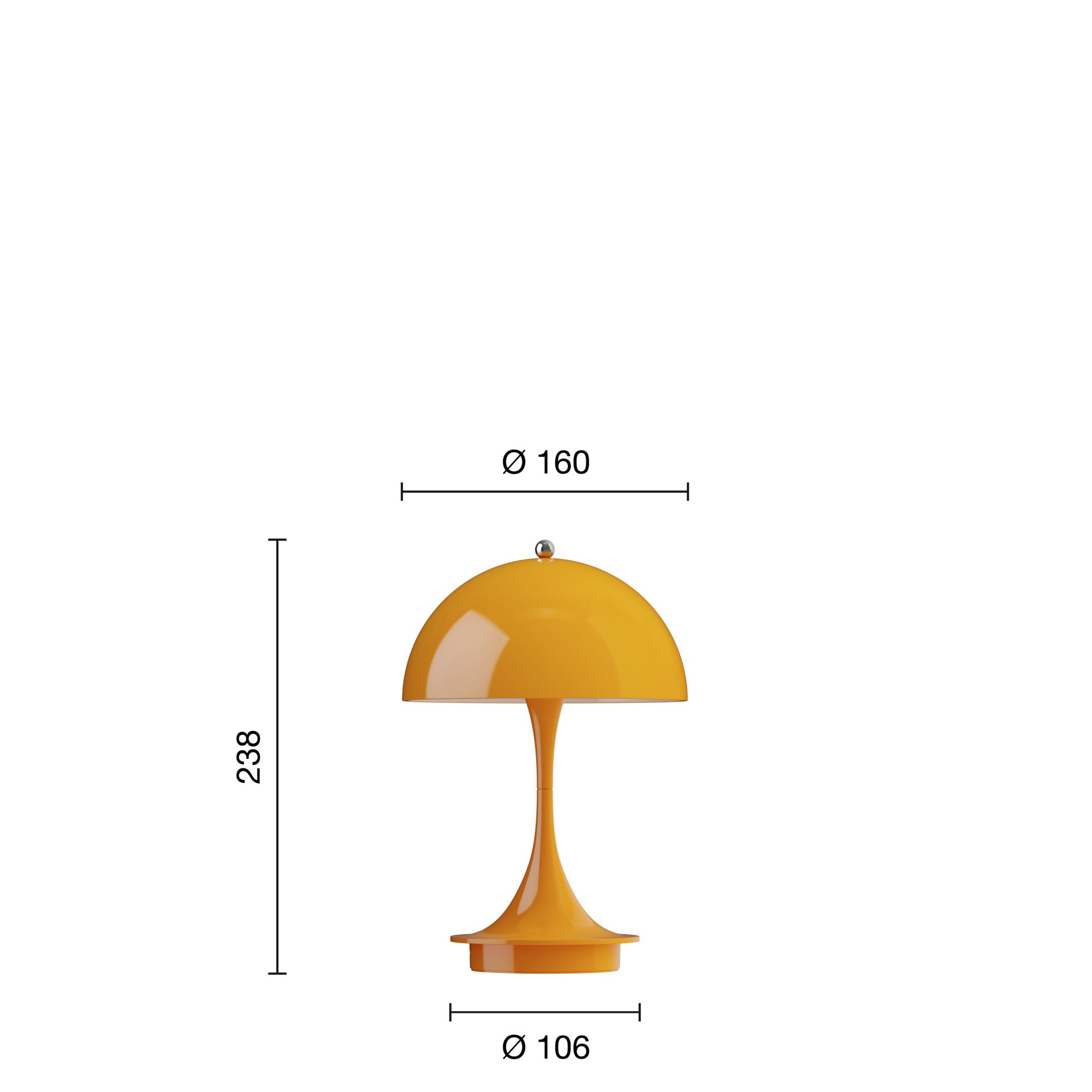 Mål på Panthella 160 Portable V3 LED Orange