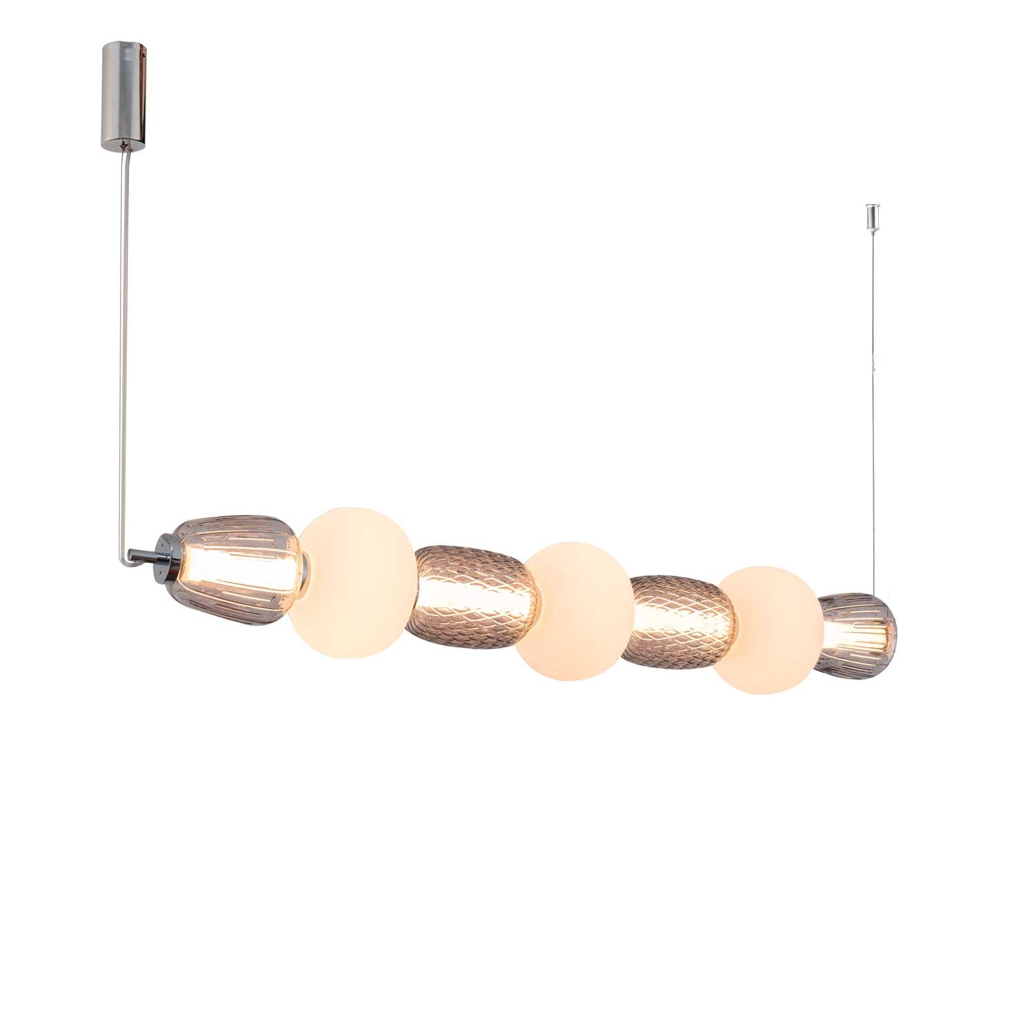 LOOM Design Pearl 7 grå/opal/krom pendel