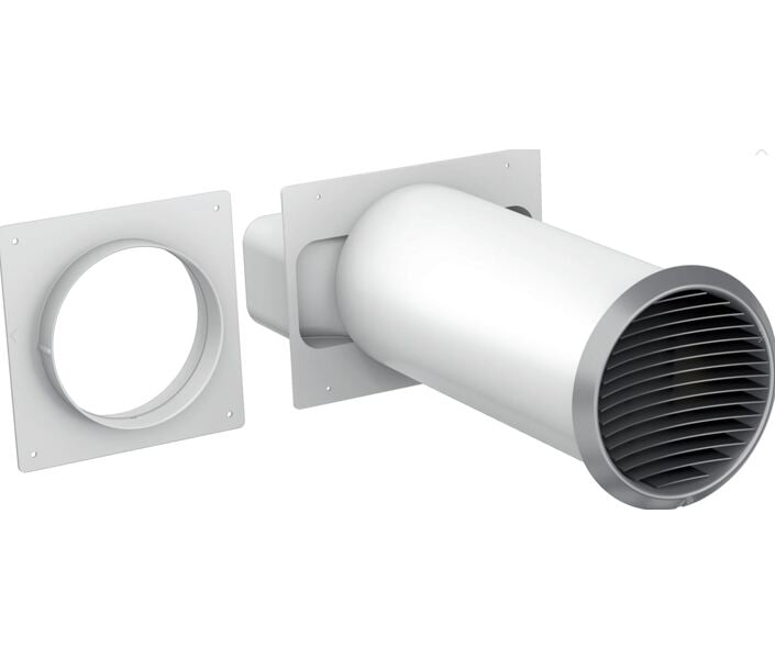 Gennemføringsrør med tilbageslagsventil til Siemens emhætte og kogeplader med emhætte.