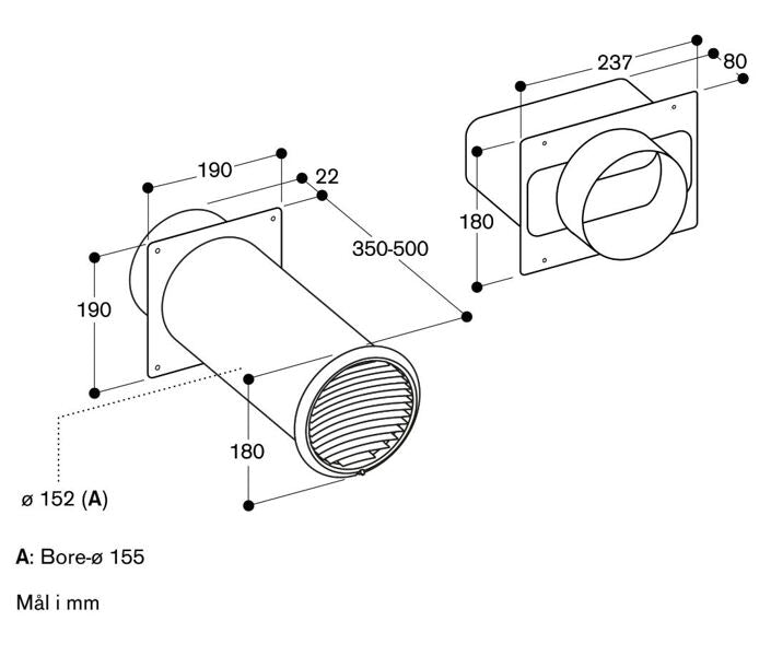 Stregtegning over Siemens AD750054 Murgennemføring