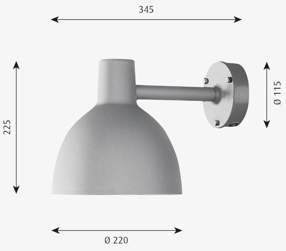 Louis Poulsen udendørslamper Toldbod 220 Væg Alu