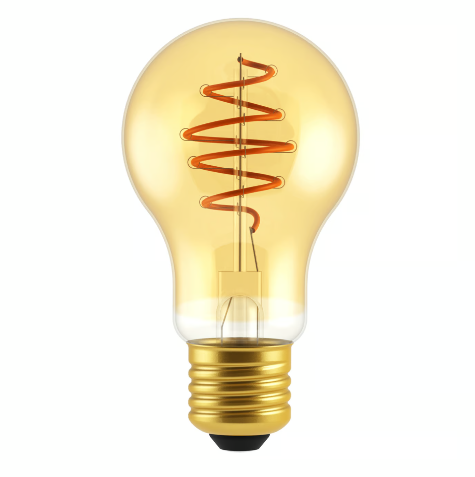 Nordlux pære A60 Spiral 2200K E27 400lm Dæmpbar guldfarvet