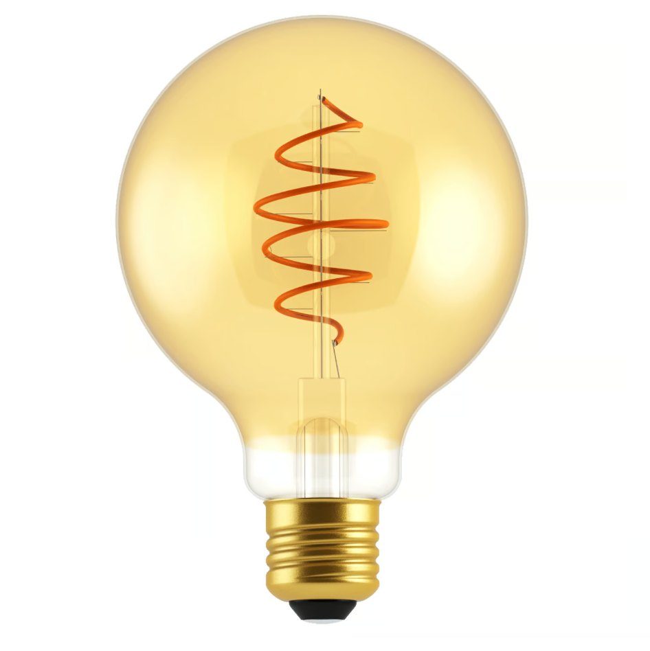 Nordlux pære G125 Spiral 2200K E27 400lm Dæmpbar guldfarvet