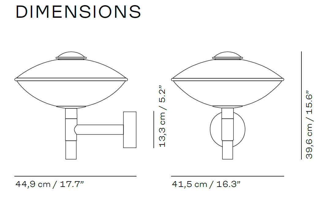 Mål på HL410 udendørslampe