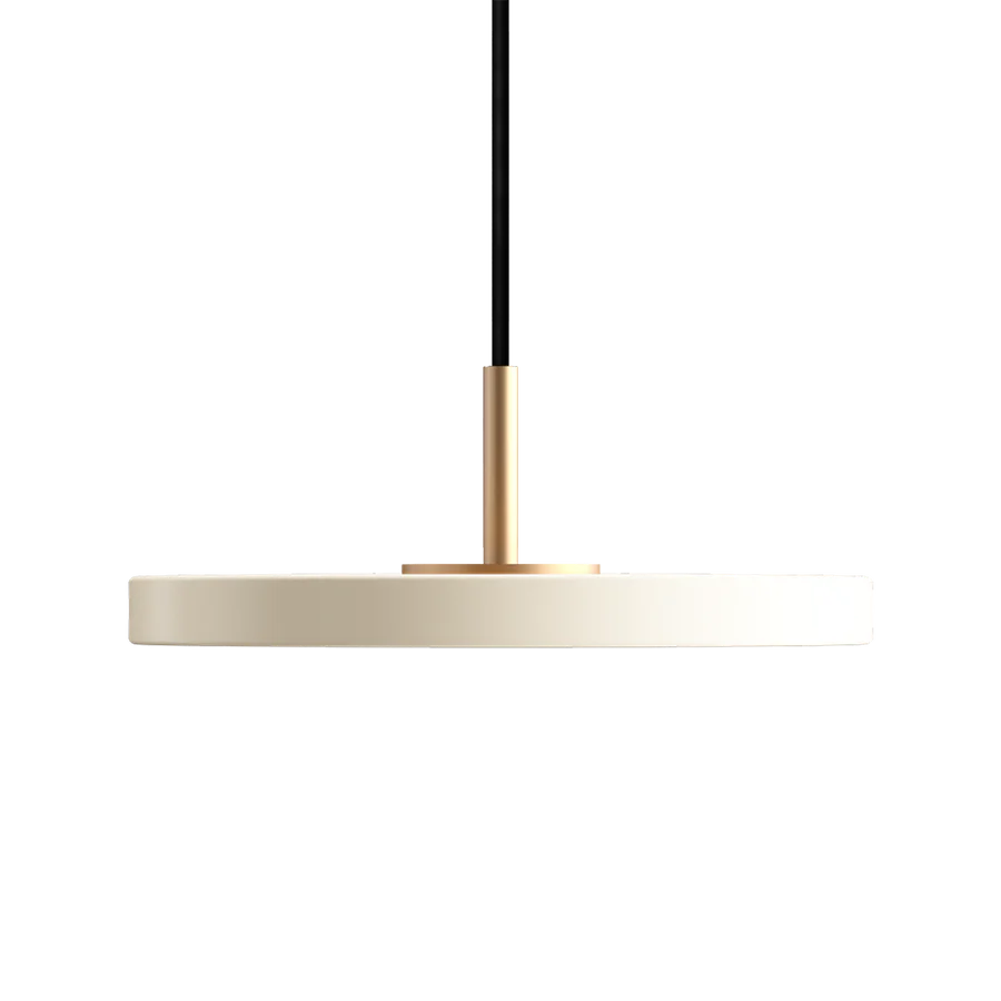 Asteria Mini Ø31 Pendel m. Messing Top, Perle Hvid