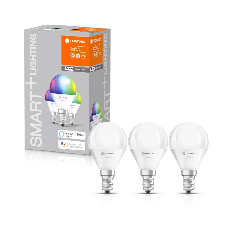 Ledvance SMART+ WiFi Multicolour krone opal pære 3-pack - E14 4.9W