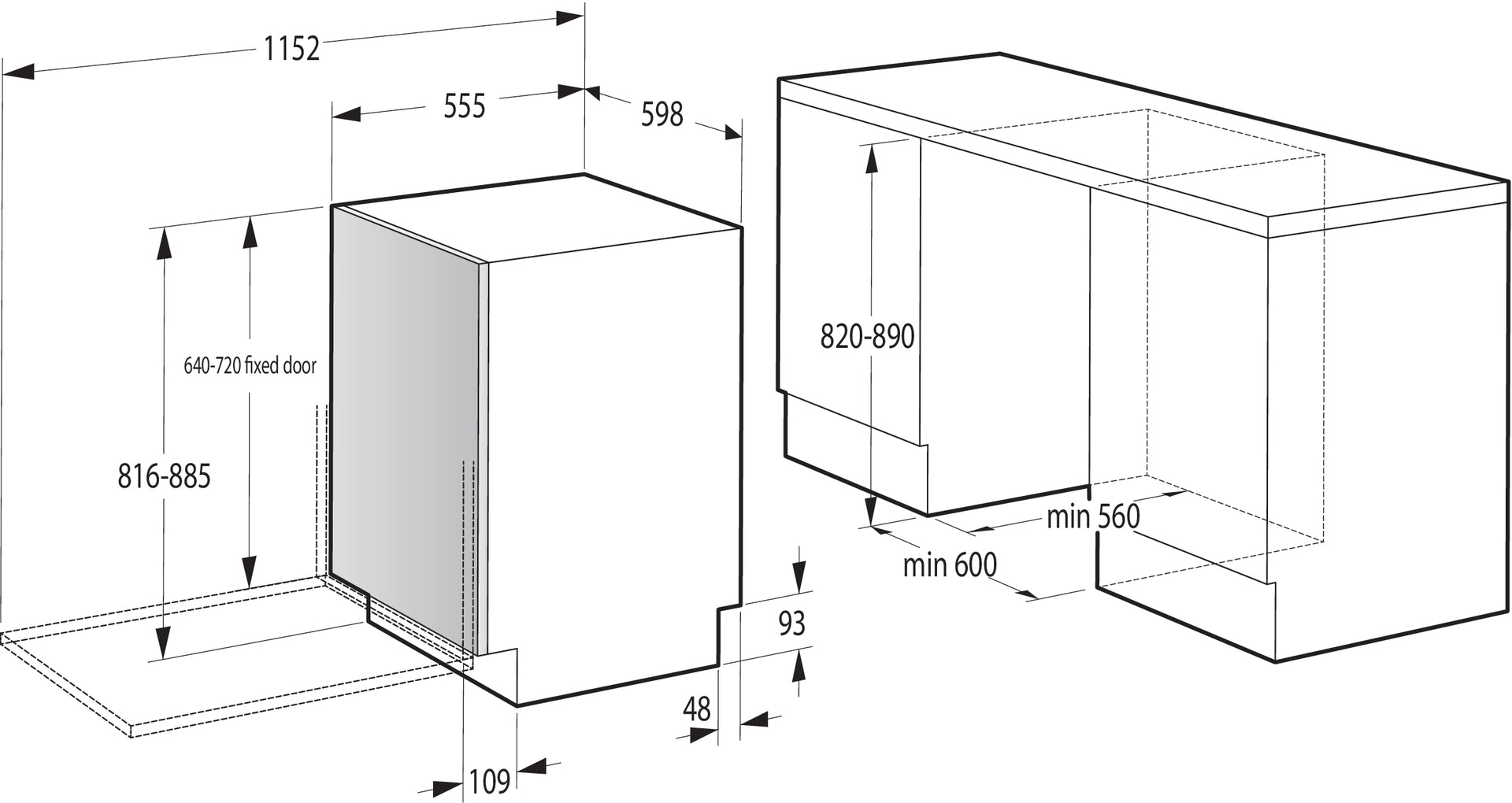 Gorenje GV642E90 Opvaskemaskine til integrering