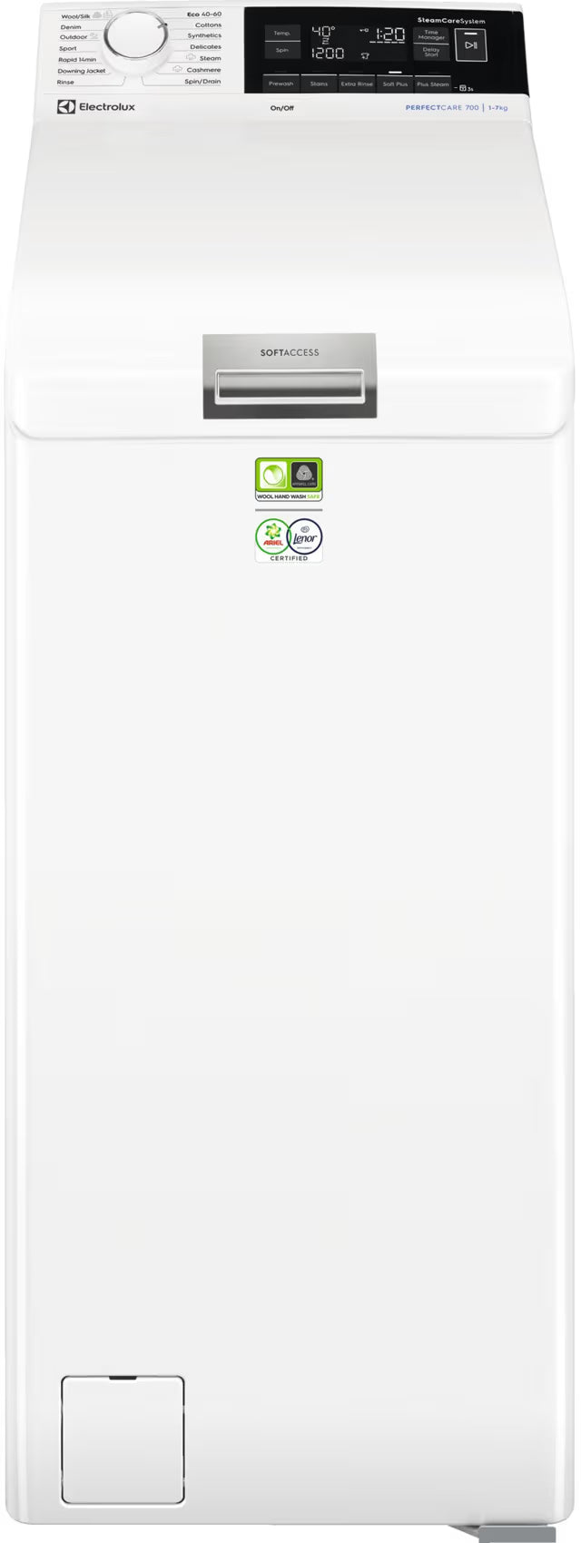 Electrolux EW7T673L1L topbetjent vaskemaskine med damp – 7 kg