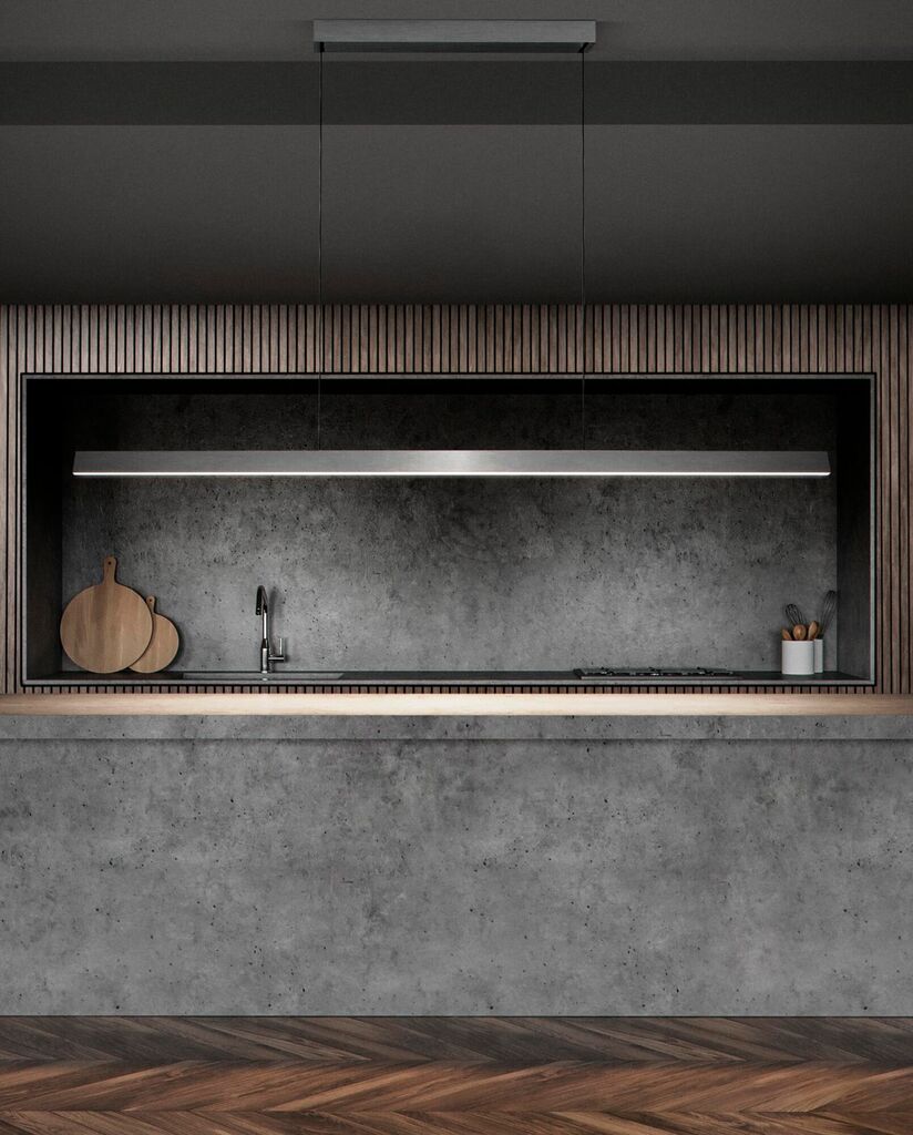 Light-Point Edge Linear S2000 LED står skarpt over spisebordet eller køkkenet