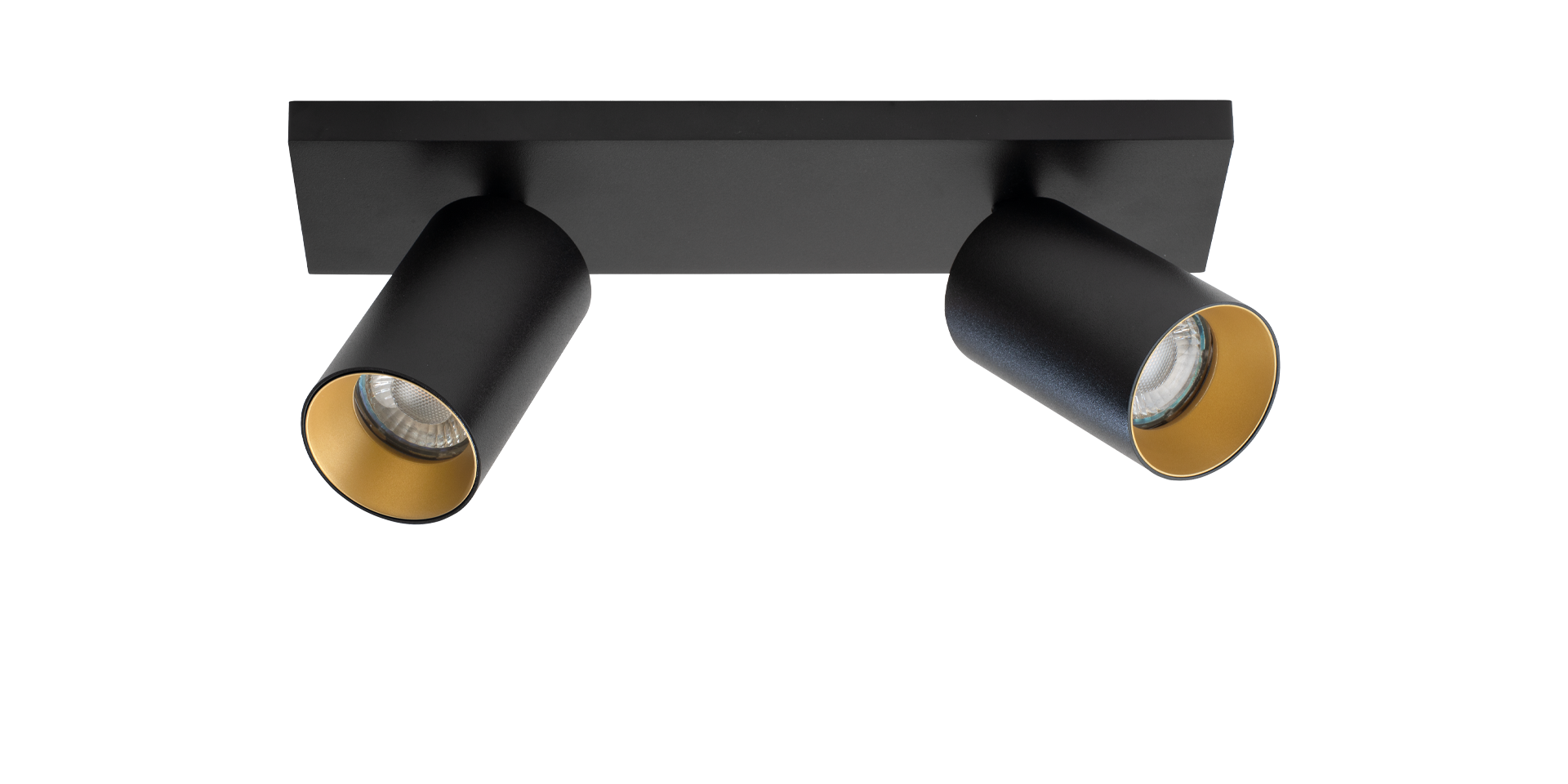 Antidark SpotOn2 GU10 Loft-vægspot i Sort med guldfrontring