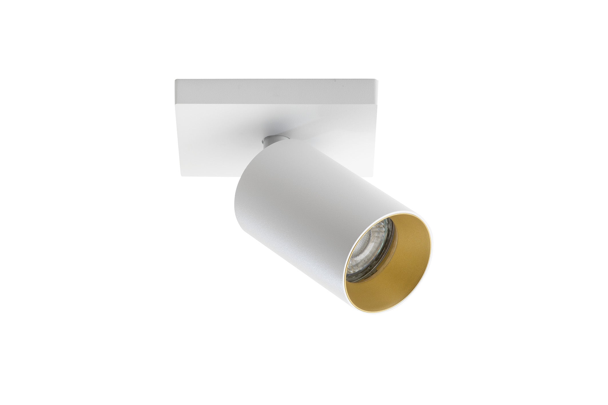 Antidark Hvid SpotOn1 GU10 Loft-vægspot med den inklusive guldring