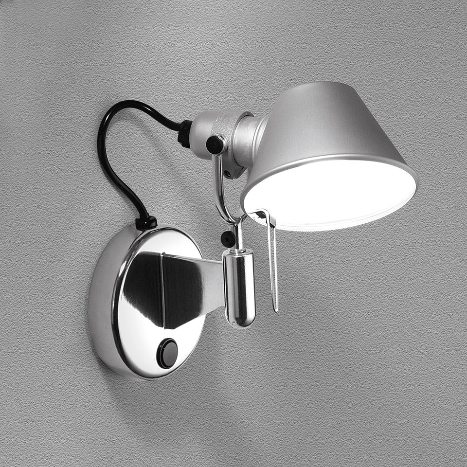 Artemide Tolomeo Micro Faretto Aluminium E14 6W Væglampe m. Kontakt
