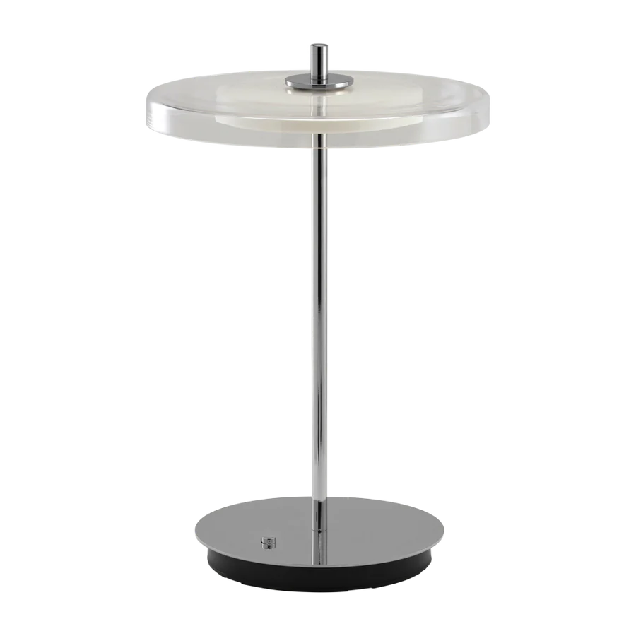 Asteria Glass Move Polished Steel Bordlampe