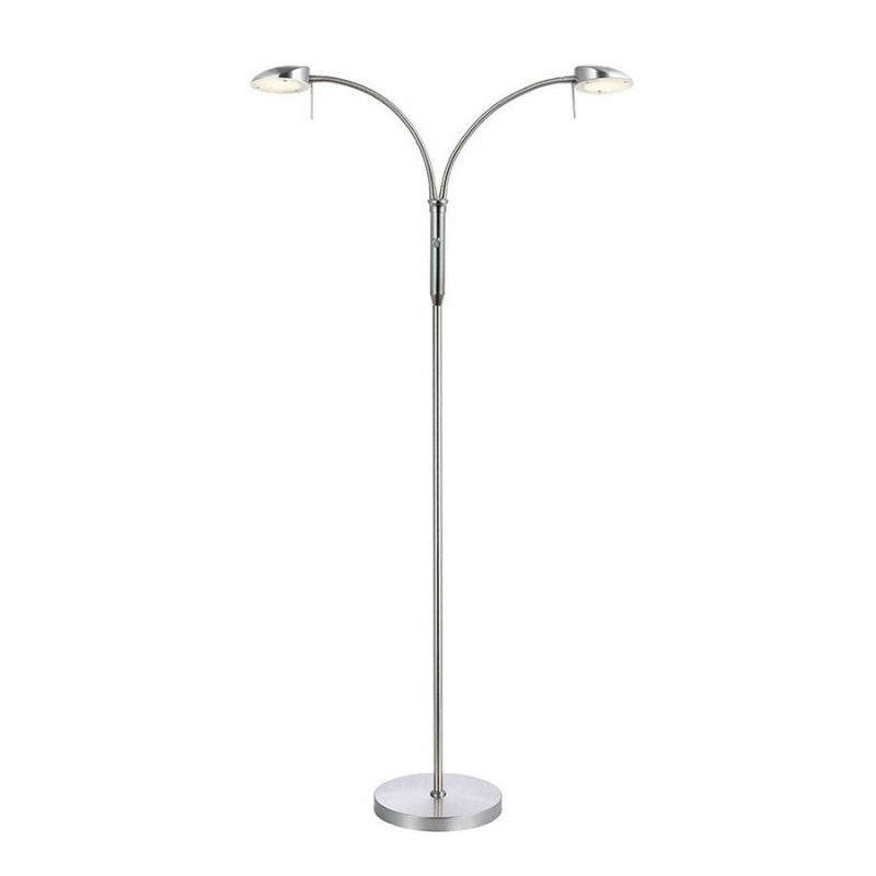 Vegas Gulvlampe LED Børstet Stål 2 arme - Halo Design