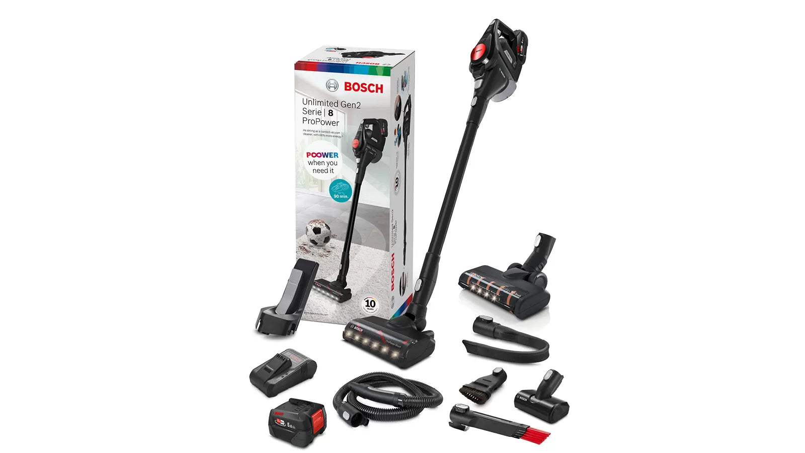 Bosch BCS8225POW Ledningsfri støvsuger med stor tilbehørspakke