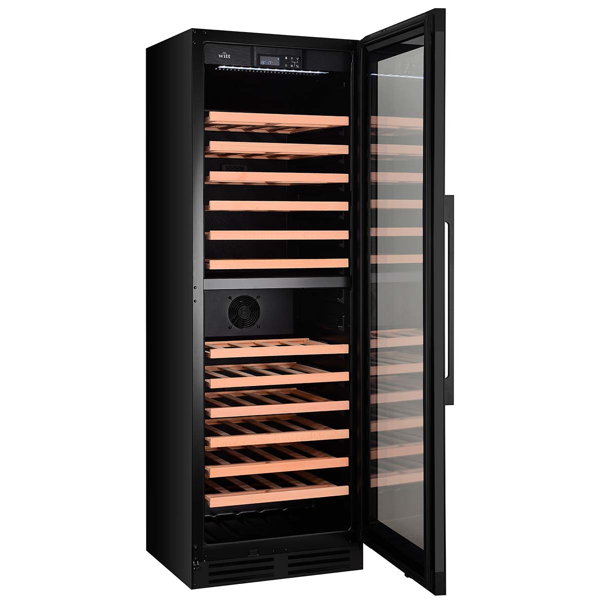 Vinkøleskab fra Witt med 12 hylder og plads til 93 flasker vin