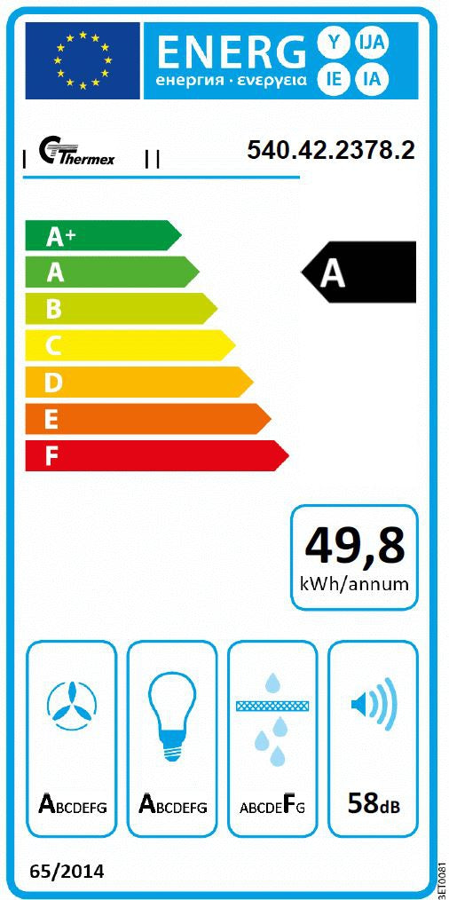 Thermex 540.42.2378.2 Vertical Model London - Skråtstillet emhætter