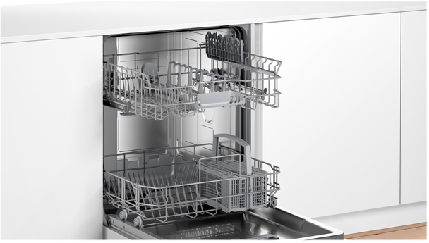 Hvis Bosch opvaskemaskine med to kurve og bestikkurv