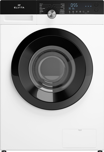 Elvita vaskemaskine med sort låge