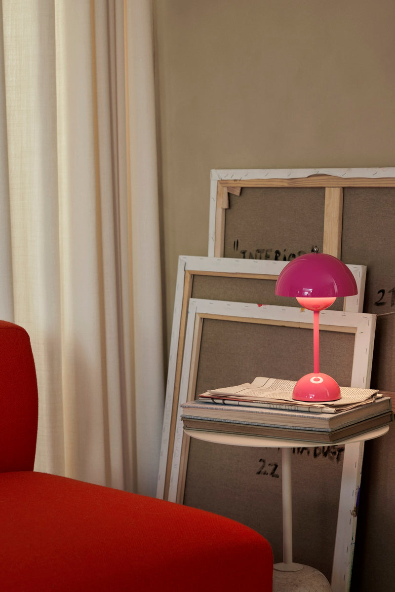 Flowerpot portable pink genopladelig lampe