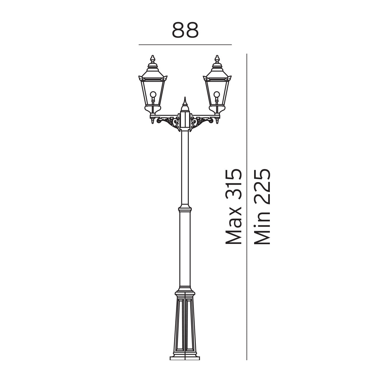 Norlys Chelsea kobber Stolpe Double, E27 IP44 2 x 77W - Udendørslampe