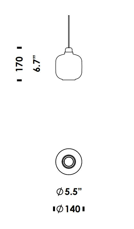 Amp Pendel Lille Røgfarvet / Messing