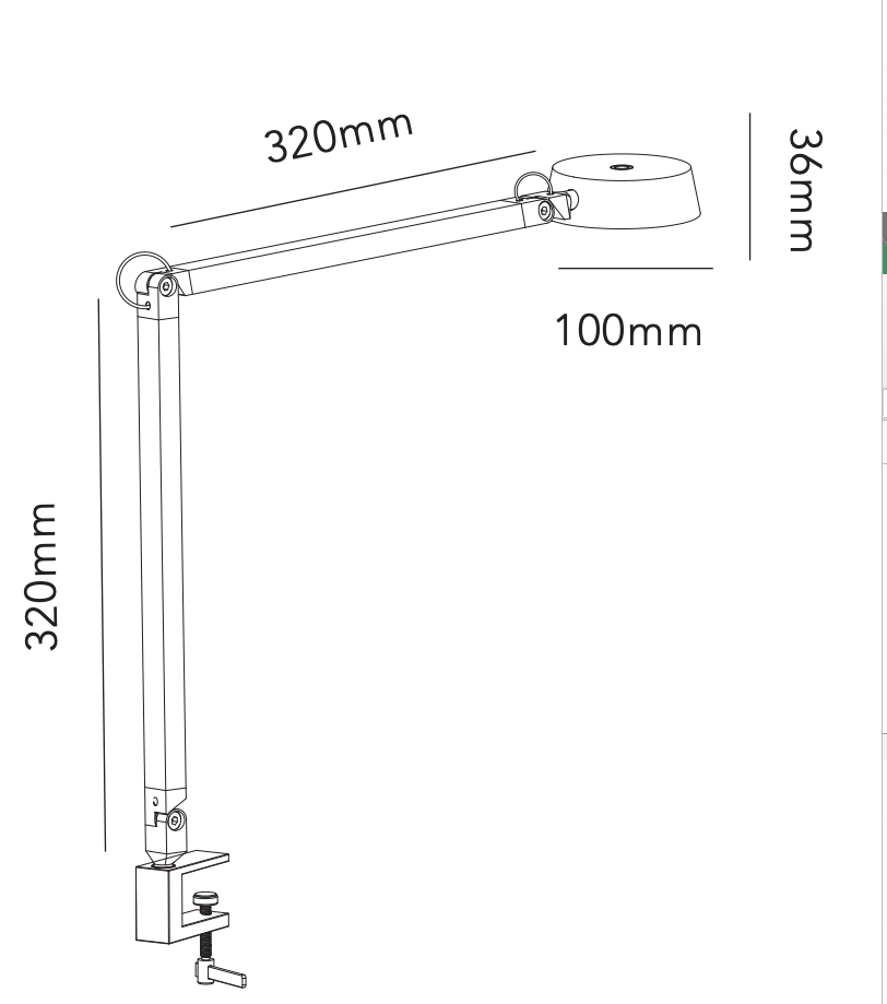 Mål på T1 Bordlampe fra Light-Point