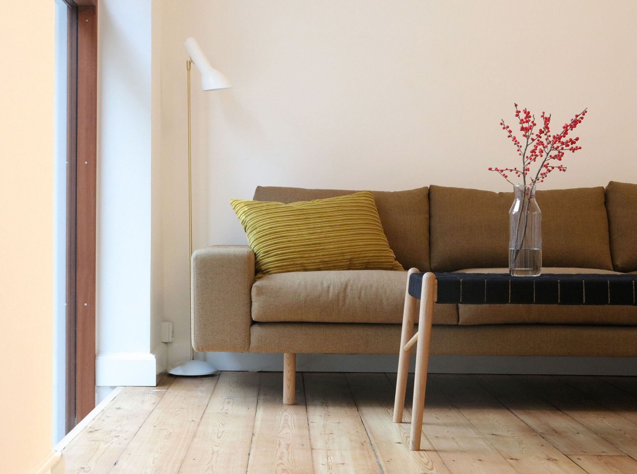 Oblique Hvid/Messing - Gulvlampe