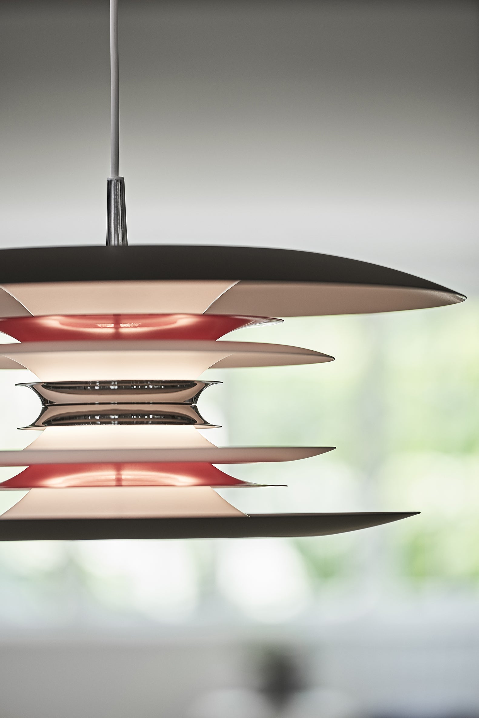 Diablo Pendel Ø50 Mat sort, Blank rød E27