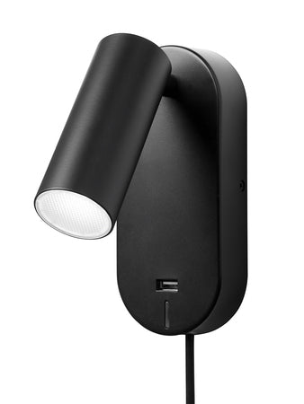 Ego Væglampe Sort m. USB - Nielsen Light billede 4