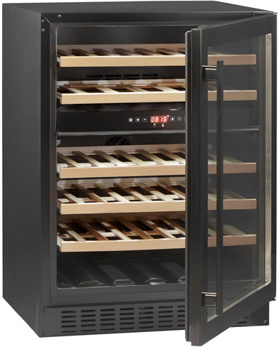 Åbent Gram vinkøleskab med to zoner