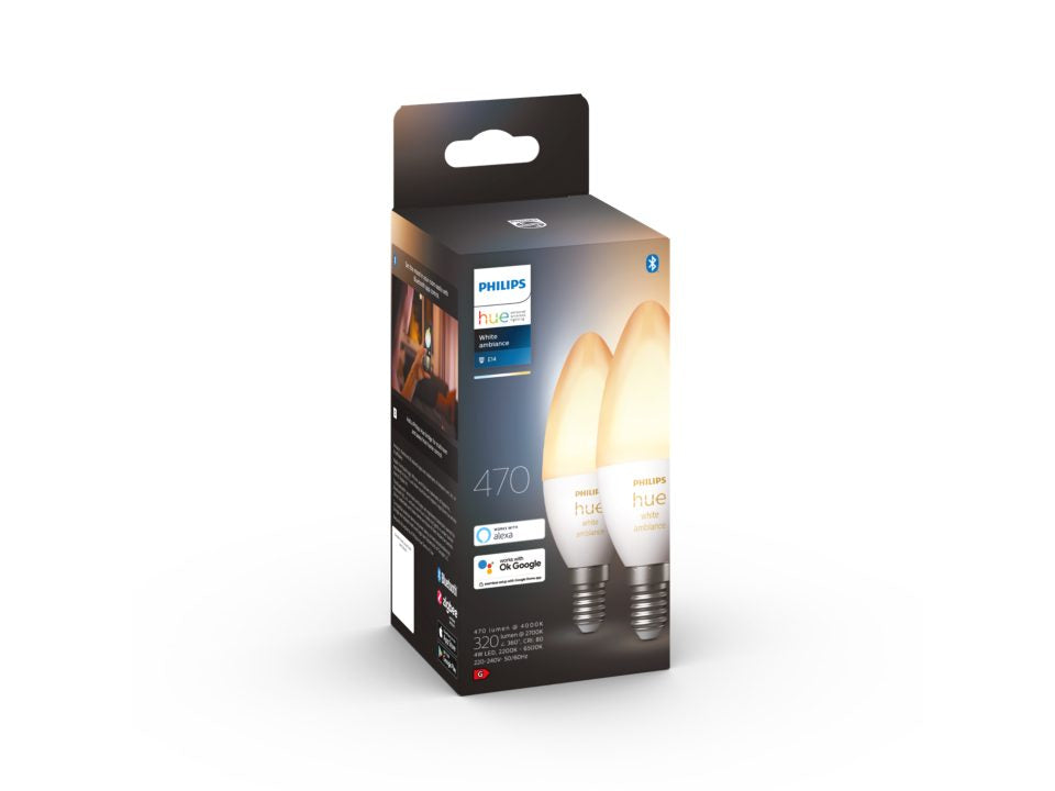 Philips Hue Kerte 4W E14 470lm v,.4000K WA 2pak BT