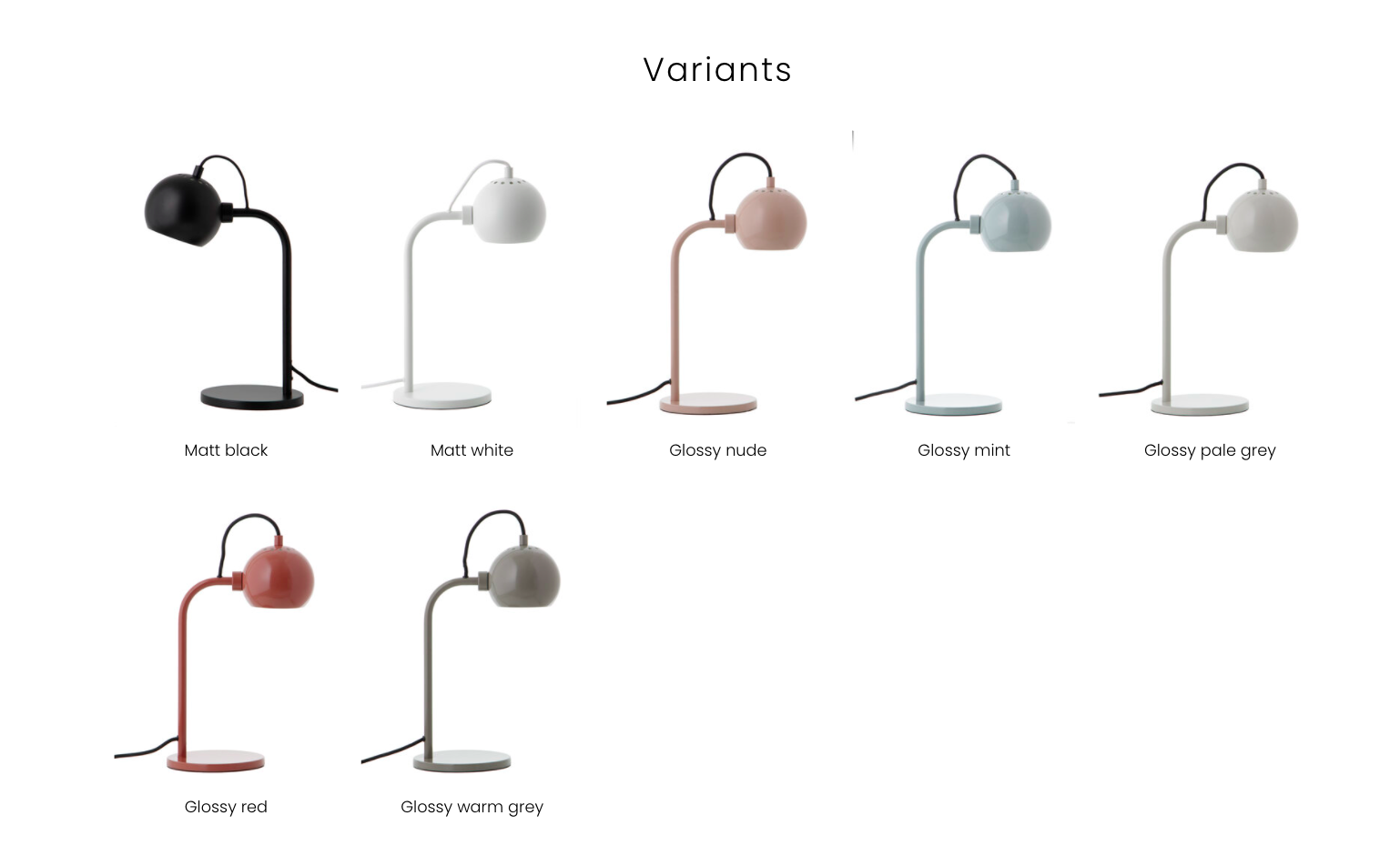 Frandsen - Ball Bordlampe Ø12 - Matt Sort