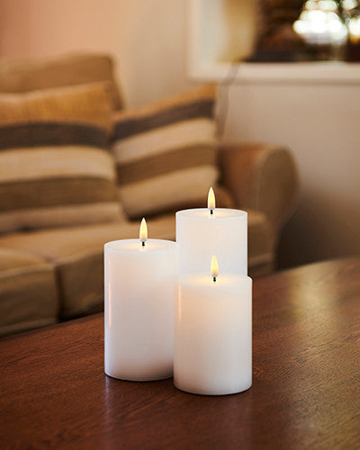 Sille Genopladelig 3 stk sæt, Ø7,5 X H10 / 12,5 / 15cm, Hvid - Indendørs Lys - Sirius Home